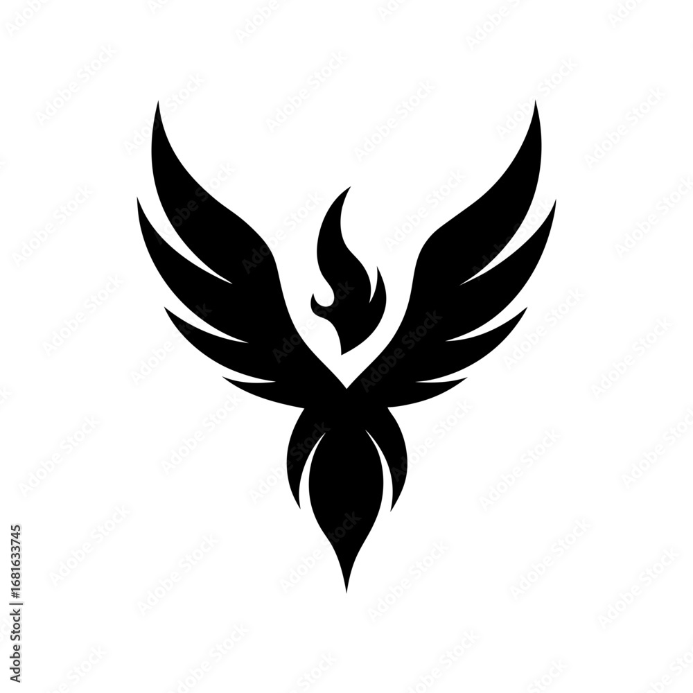 Obraz premium Abstract phoenix wings logo with rising flame emblem vector design isolated on white background