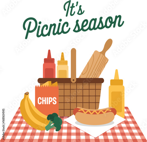Picnic Season A Flat Minimalist Illustration