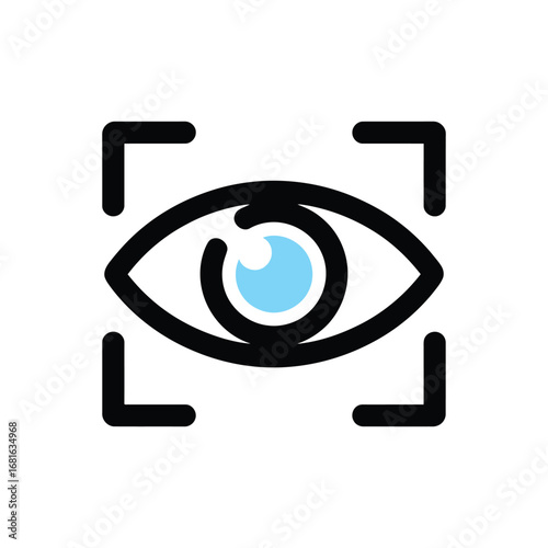 Eye Scan Icon Vector Illustration. Biometric Identification Concept. Security and Surveillance Symbol. Iris Recognition Technology Design Element