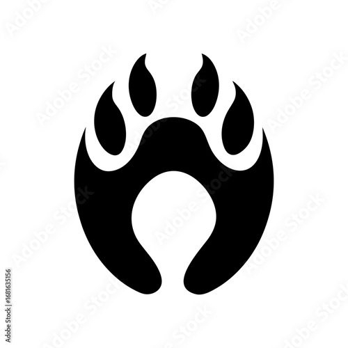 Horse hoof print silhouette farm animal track vector icon isolated simple design
