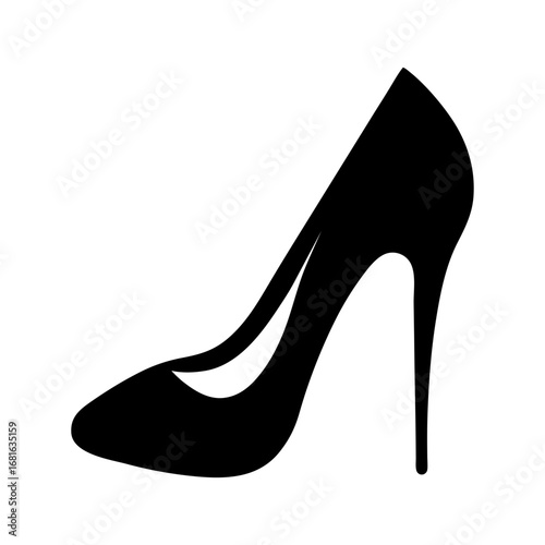 High heel shoe print silhouette fashion minimal vector design isolated on white background style