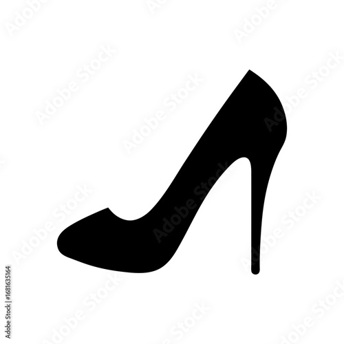 Minimal fashion high heel shoe print silhouette vector design isolated on white background clean style