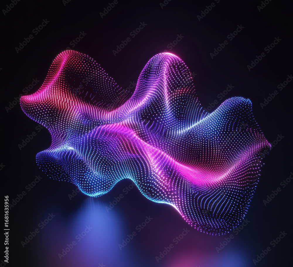 Fototapeta premium 3D wave visualization with luminous particles in vibrant colors