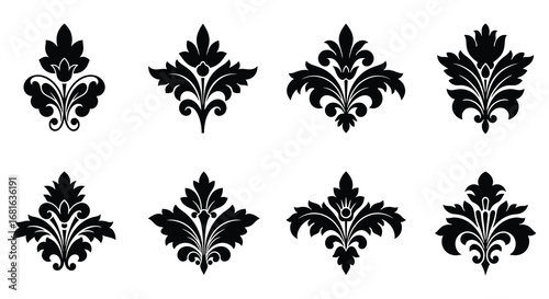 ornate black floral designs arranged neatly in grid pattern