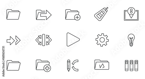 file icons and symbols representing various actions and settings
