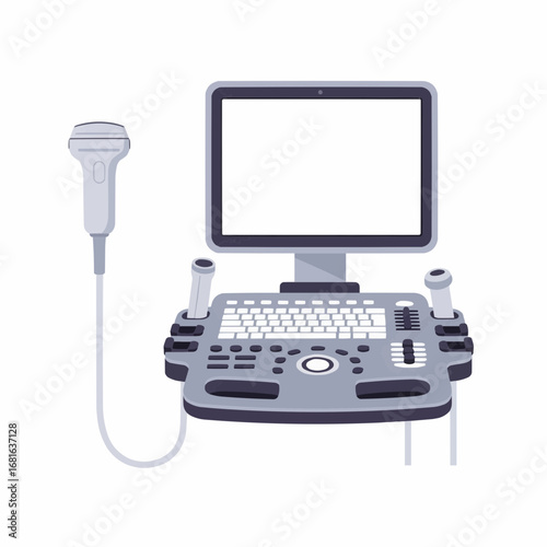 Medical Ultrasound Machine Equipment Diagnostic Tool Healthcare Technology Illustration
