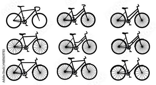 a collection of various bicycle designs displayed in rows