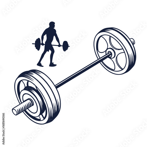 Fitness and Gym Training Concept – Barbell and Athlete Icon