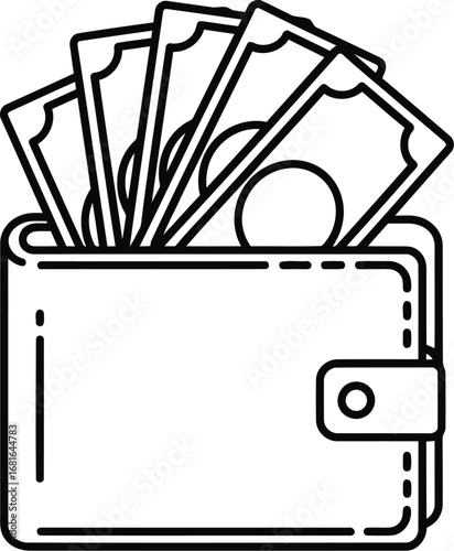 Financial wealth concept icon full wallet packed with banknotes cash money vector