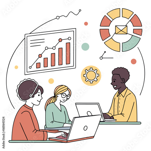 Team Collaboration & Remote Work | Business Growth and Communication Illustration
