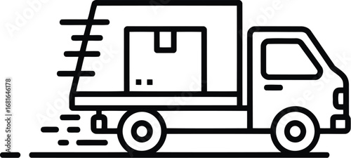 Dynamic delivery van icon symbolizing fast shipping and logistics transportation services motion vector