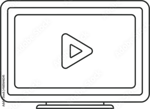 Modern television set displaying a play button symbol ready for streaming media content vector
