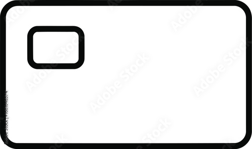 Simple line art icon of a credit card with a camera lens symbol for technology and finance concepts vector