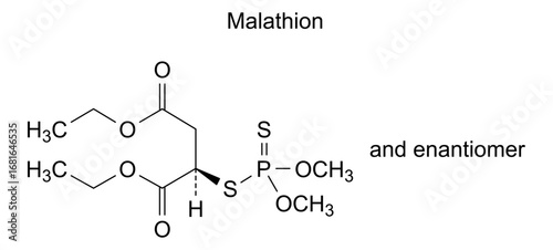Chemical structure of malathion, drug substance
