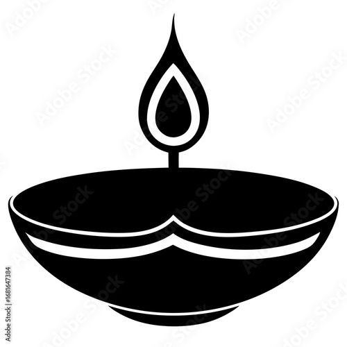 Black diya lamp with flame oil lamp traditional
