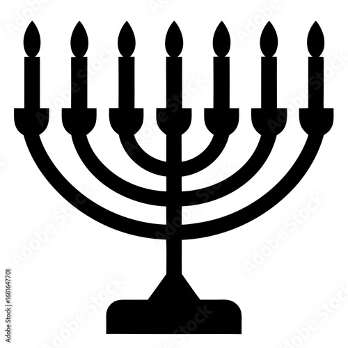Black hanukkah menorah with seven candles candelabra