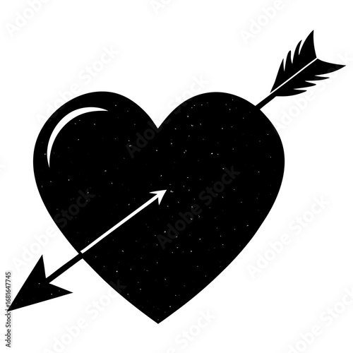 Black heart pierced by white arrow love valentine
