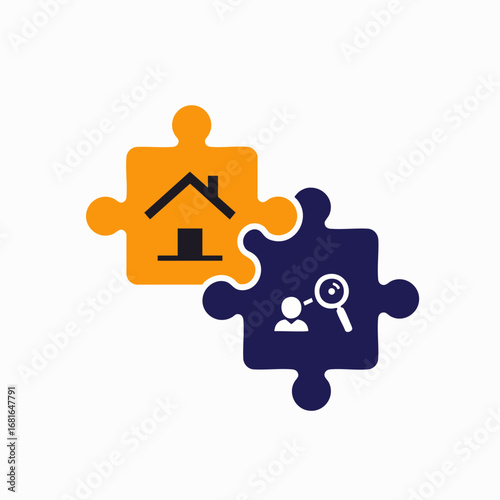 This conceptual illustration depicts the intricate process of searching for a home, symbolizing the perfect match between property and prospective buyer.