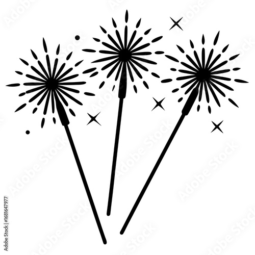 Black sparklers bursting with stars fireworks celebration