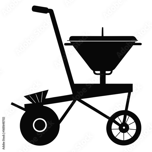 Manual Seeder Black Silhouette Vector Illustration on White Background