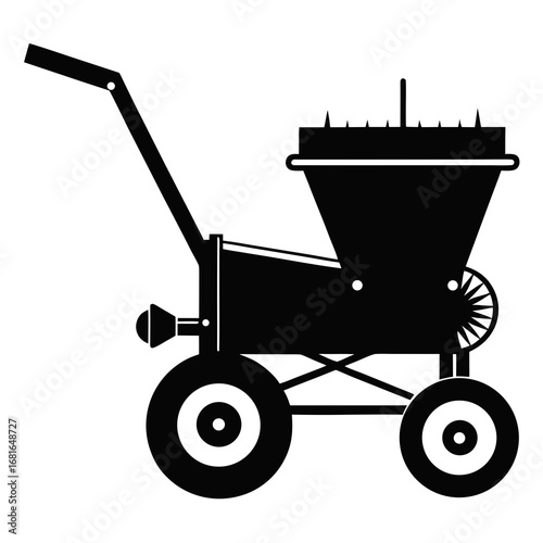 Manual Seeder Black Silhouette Vector Illustration on White Background