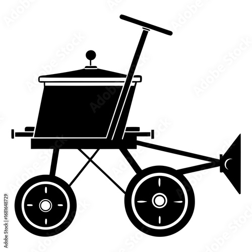 Manual Seeder Black Silhouette Vector Illustration on White Background