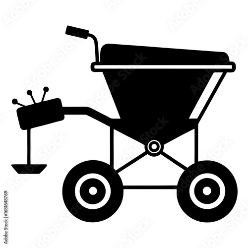 Manual Seeder Black Silhouette Vector Illustration on White Background
