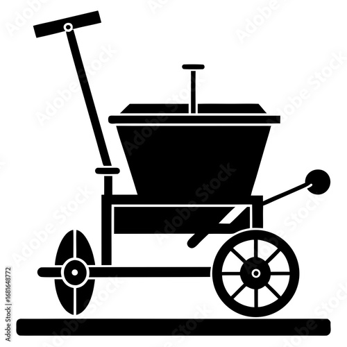 Manual Seeder Black Silhouette Vector Illustration on White Background