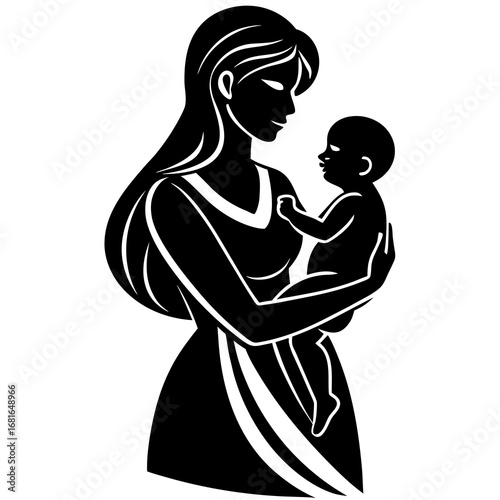 Mother holding baby tenderly love family