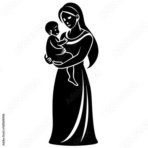 Mother holding baby tenderly love family