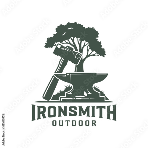  Ironsmith metal tool hammer, logo design illustration