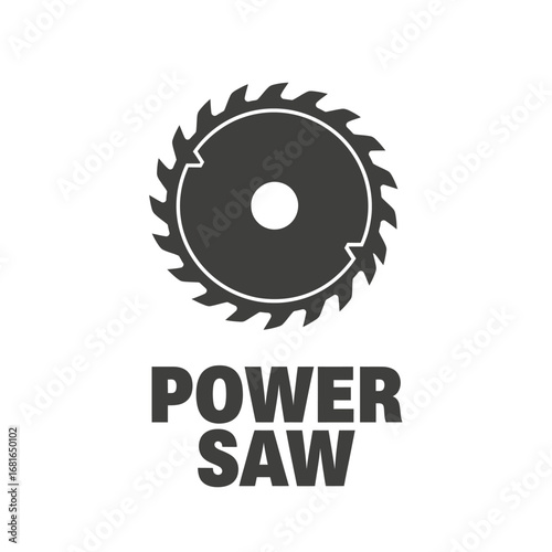 Power saw circular steel wood, logo design illustration