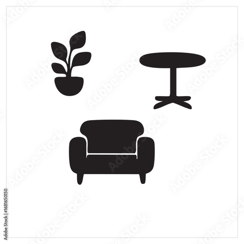 Stylish Couch, Table, and Plant in Minimalist Home Setup