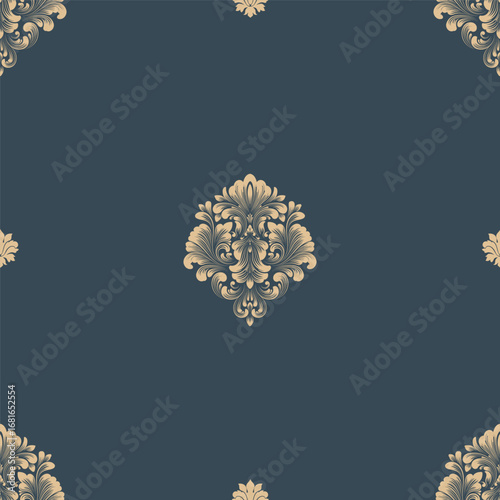 Damask modern fleur de lis seamless pattern element. Vintage classical old fashioned damask ornament, seamless texture for wallpapers, textile.