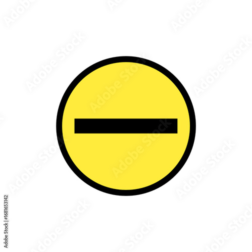 Free Download Yellow Circle Black Line Symbol Minus Sign, No Entry, or Warning Icon Transparent Background  - GFXLoad
