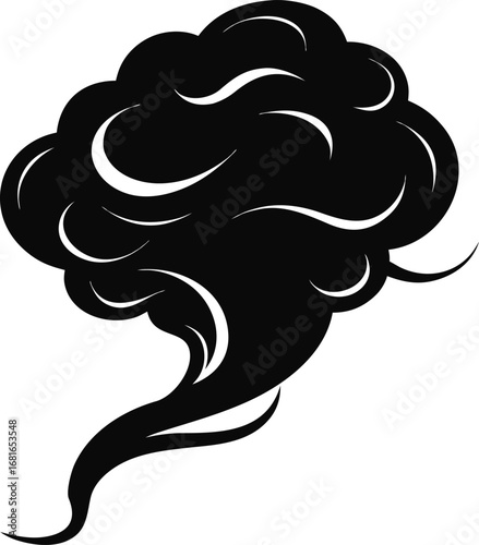 Black and white vector illustration of smoke swirls for a tribal tattoo design