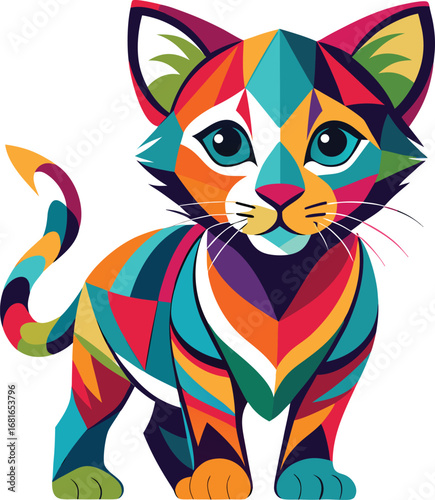 A cute baby kitten with a striped tiger pattern drawing for a cartoon character vector illustration
