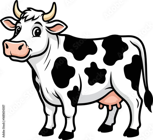 Cute Cartoon Cow Vector Illustration