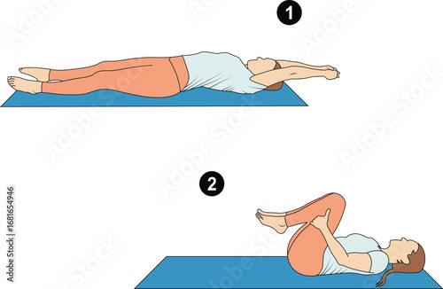 Yoga Exercise for Relaxation Knees to Chest and Extended Arms