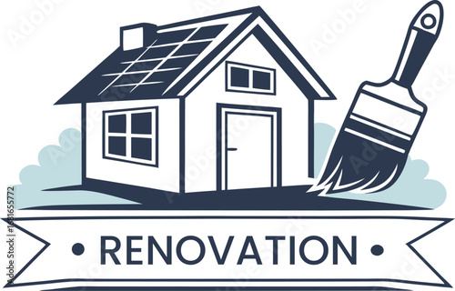 Modern house renovation and painting service concept vector