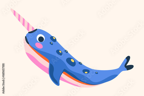 Vector swordfish icon. Narwhal or sword fish, billfish. Aquatic predator animal with elongated bill. Pelagic deep water or underwater creature. Nautical and aquatic, marine wildlife. Maritime zoology.