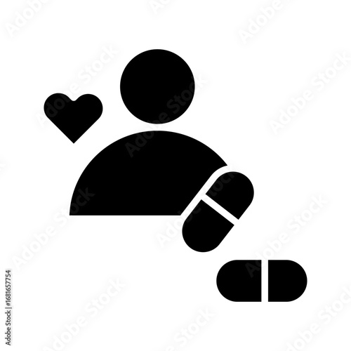 heart medications line icon with pills
