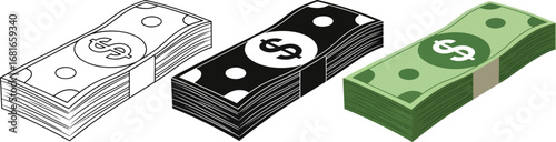 Money stack illustration dollar bills wealth finance currency