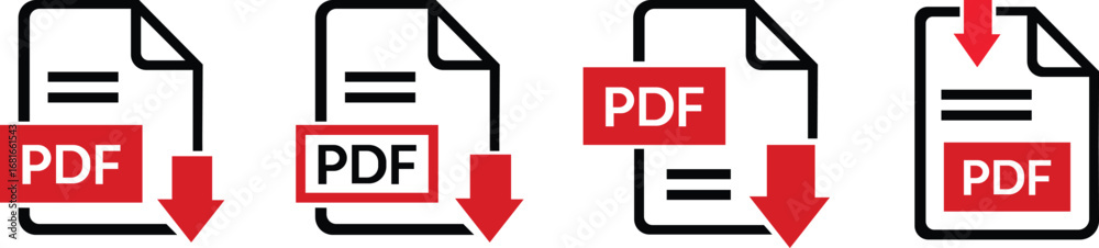 PDF file format icons set. PDF file download symbols. Format for texts, images, vector images, videos, interactive forms, Vector illustration ! PDF file format icons set. PDF file download symbols. Format for texts, images, vector images, videos, interactive forms, Vector illustration !