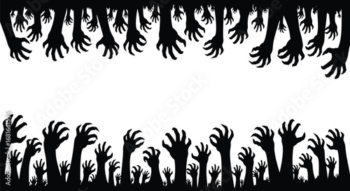 Halloween zombie hands reaching spooky scary vector graphic