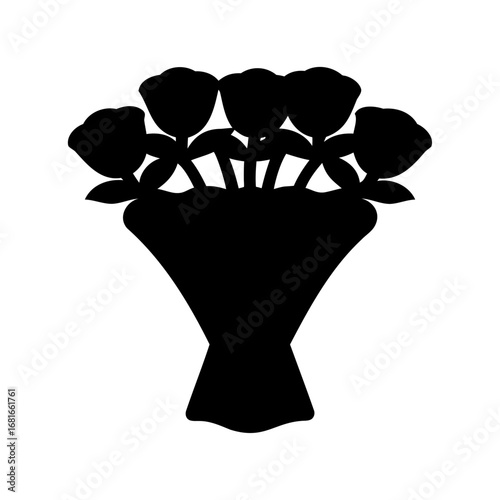 Silhouette of bouquet of roses in a vase, perfect for any occasion