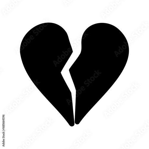 A broken heart silhouette on a white background symbolizing heartbreak and loss