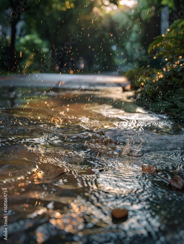 In the thunderstorm, the strong wind whips up the leaves