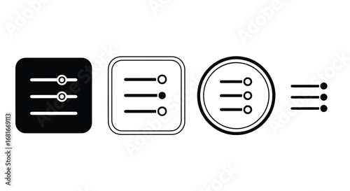 Set of three horizontal line icons with circles representing settings or adjustment controls
