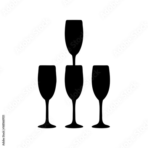 Elegant arrangement of champagne flutes suggests celebration and festive atmosphere